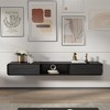 POVISON 78.74" Black Floating TV Stand,Modern Wall-Mounted Entertainment Center with Storage, Wood Media Console - 2 of 4