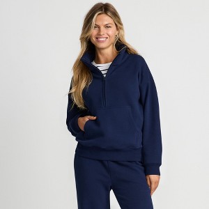 Lands' End Women's Serious Sweats Relaxed Long Sleeve Half Zip Sweatshirt - 1 of 4