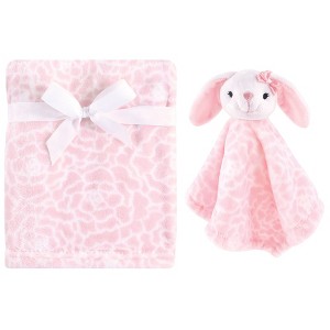 Hudson Baby Infant Girl Plush Blanket with Security Blanket, Bunny, One Size - 1 of 2