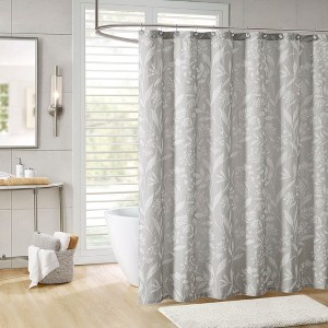 CAVINAS Floral Cotton Shower Curtain Featuring Unique Botanical Print Design, Fresh Style, Machine-Washable Fabric - 1 of 4