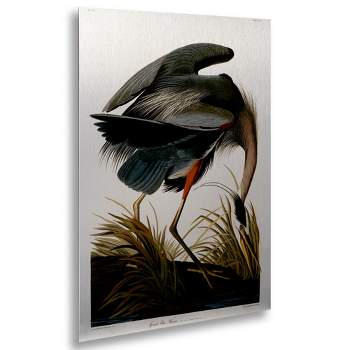 Trademark Fine Art - John James Audubon 'Great Blue Heron' Floating Brushed Aluminum Art