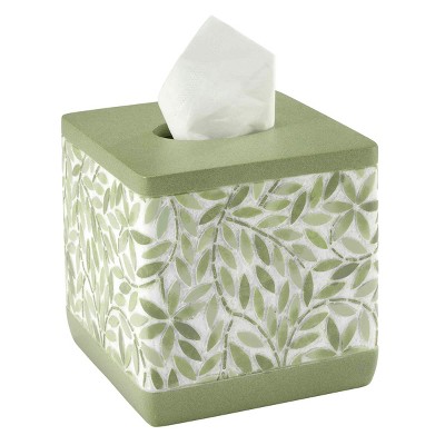 Sage Green Hand-Painted Resin Tissue Box Cover