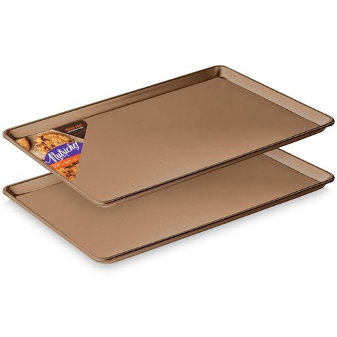 NutriChef Non-Stick Cookie Sheet Baking Pans - 2-Pc. Professional Quality  Kitchen Cooking Non-Stick Bake Trays w/ Blue Diamond Coating Inside 