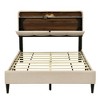 HomeRoots Beige Tufted Upholstered Full Bed Frame With USB - 4 of 4