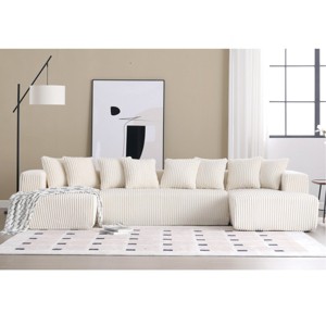 131'' Modular Sectional Couch, U-Shaped Sofa, Chaise Lounge, Striped Fabric, Upholstered 4 Seater Couch, Free Combination Sofa-Cuddlewood - 1 of 4
