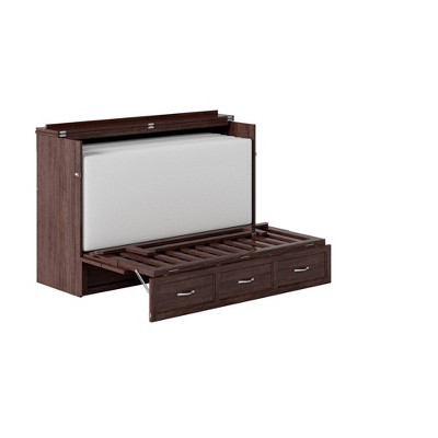 Burnt Amber Queen Murphy Bed Chest with Charging Drawer