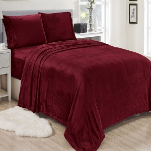 Lavana Microplush Ultra Premium All Season Soft Brushed Sheet Sets Burgundy by Plazatex - 1 of 3