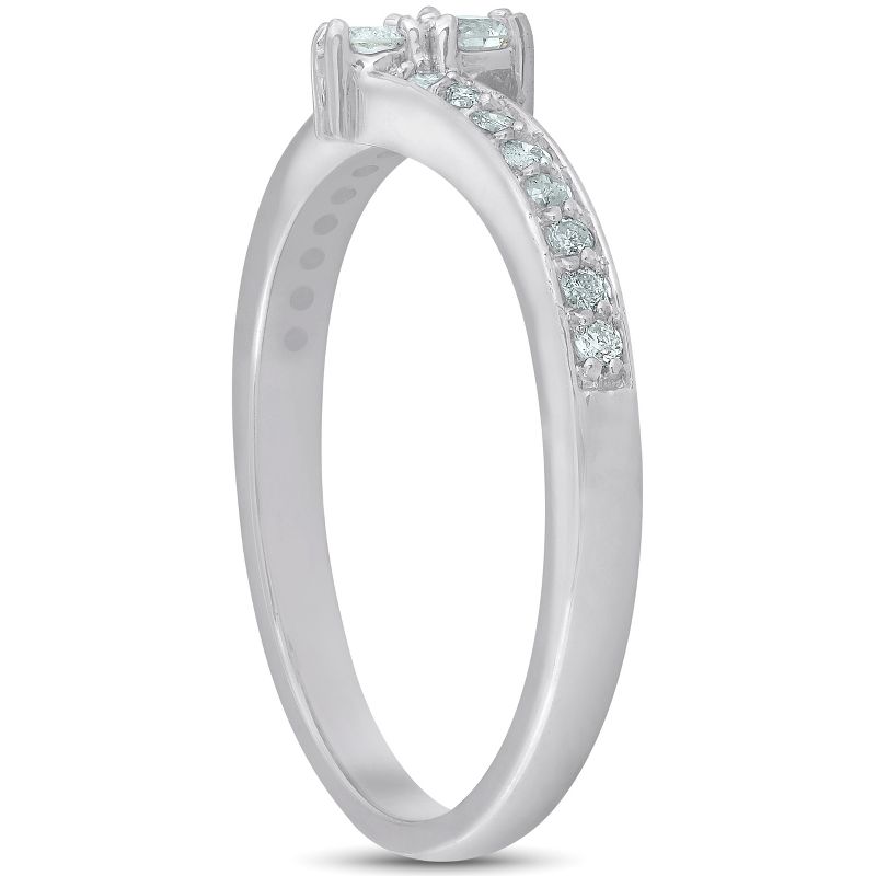 Pompeii3 1/4 Ct Two Stone Diamond Engagement Forever Us Ring White Gold Anniversary Band, 2 of 5