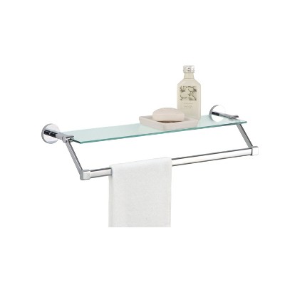 Clear Glass Wall Shelf with Chrome Towel Bar