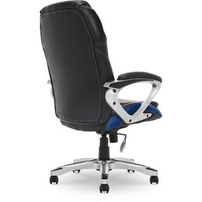 Blue Mesh and Faux Leather High Back Executive Swivel Chair