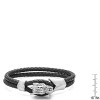 Steeltime Men's black braided leather bracelet with stainless steel dragon head design. Color Options: Silver, Gold - 3 of 4