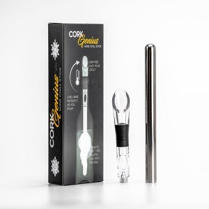 Cork Genius Wine Chiller and Aerator- Stainless-Steel Chill Rod for Quick, Ice-Free Wine Chilling  Acrylic Non-Drip Pour Spout - 1 of 4