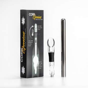 Cork Genius Wine Chiller and Aerator- Stainless-Steel Chill Rod for Quick, Ice-Free Wine Chilling  Acrylic Non-Drip Pour Spout