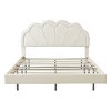Queen Bed Frame And Headboard,Bed Floating With Led Lights,Velvet Fabric Bed,Elegant Floral Headboard-Cuddlewood - 3 of 4
