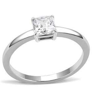 Slickblue Stainless Steel CZ Ring, Classic Solitaire Design, Women’s Jewelry, High Polished, Clear, Sizes 5-10 - 1 of 4