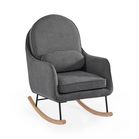 Delta Children Ella Rocker with LiveSmart Evolve Fabric Stone Gray Black and Natural Rocker Base