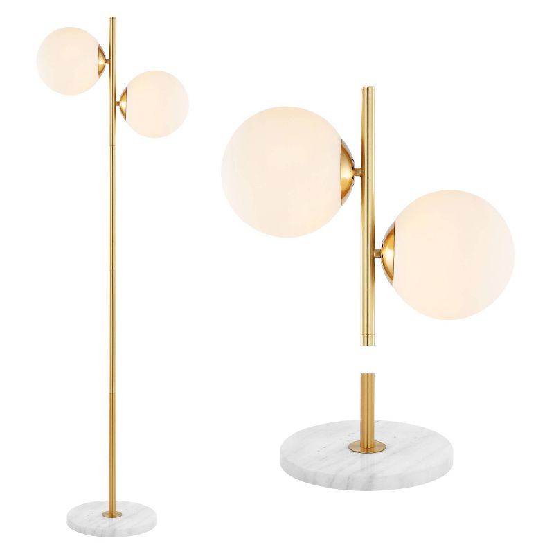 60.5&#34; 2-Light Oscar Modern Parisian Candlestick Iron Floor Lamp (Includes LED Light Bulb) Brass Gold/White - JONATHAN Y, 3 of 9