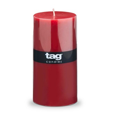 TAG Color Studio 3X6 Pillar Cranberry, Smokeless Paraffin Wax, Burn Time 85 Hours