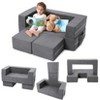 Kids Play Couch, 3Pcs Modular Kids Couch for Playroom Bedroom Furniture, Convertible Foam Kids Play Sofa with Removable Cover - 2 of 4