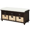 VYNXARIA Rustic Storage Bench with 3 Drawers and 3 Rattan Baskets, Shoe Bench for Living Room, Entryway - 3 of 4