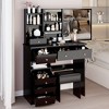FONTOI 29.2"W/37"W/41"W Makeup Vanity Table with Left Drawer Stool Large Sliding Mirror Capacity Storage for Bedroom Dressing Room, White/Black - 2 of 4