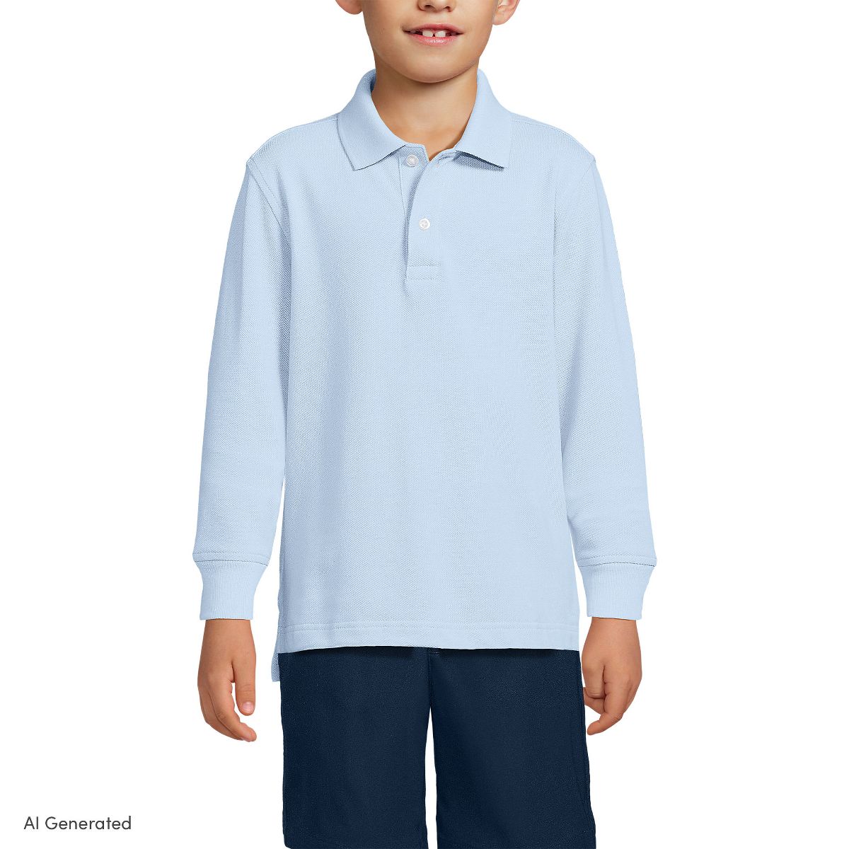 Lands' End School Uniform Kids Long Sleeve Mesh Polo Shirt - thumbnail 9