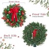 Acekool 22" Holiday Wreath with Red Green Balls, Pine Cones & Velvet Bow for Door Window Wall Decor - 4 of 4