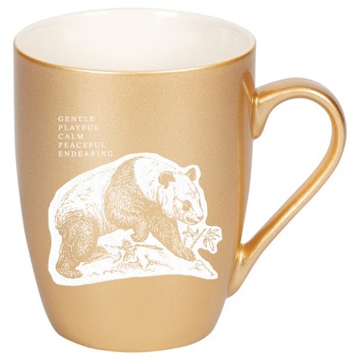 Elanze Designs 10 Ounce Ceramic Decorative Laser Engraved Giftable Novelty Tea Coffee Cup Mug Vegas Gold Panda Gentle Playful Calm Peaceful