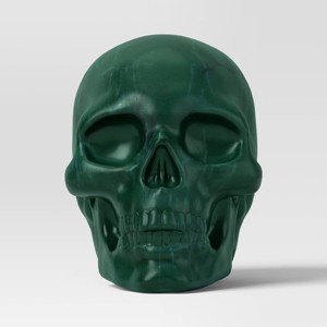 Plastic Skull Figurine - Hyde and EEK! Boutique™ Rich Dark Green - 1 of 3