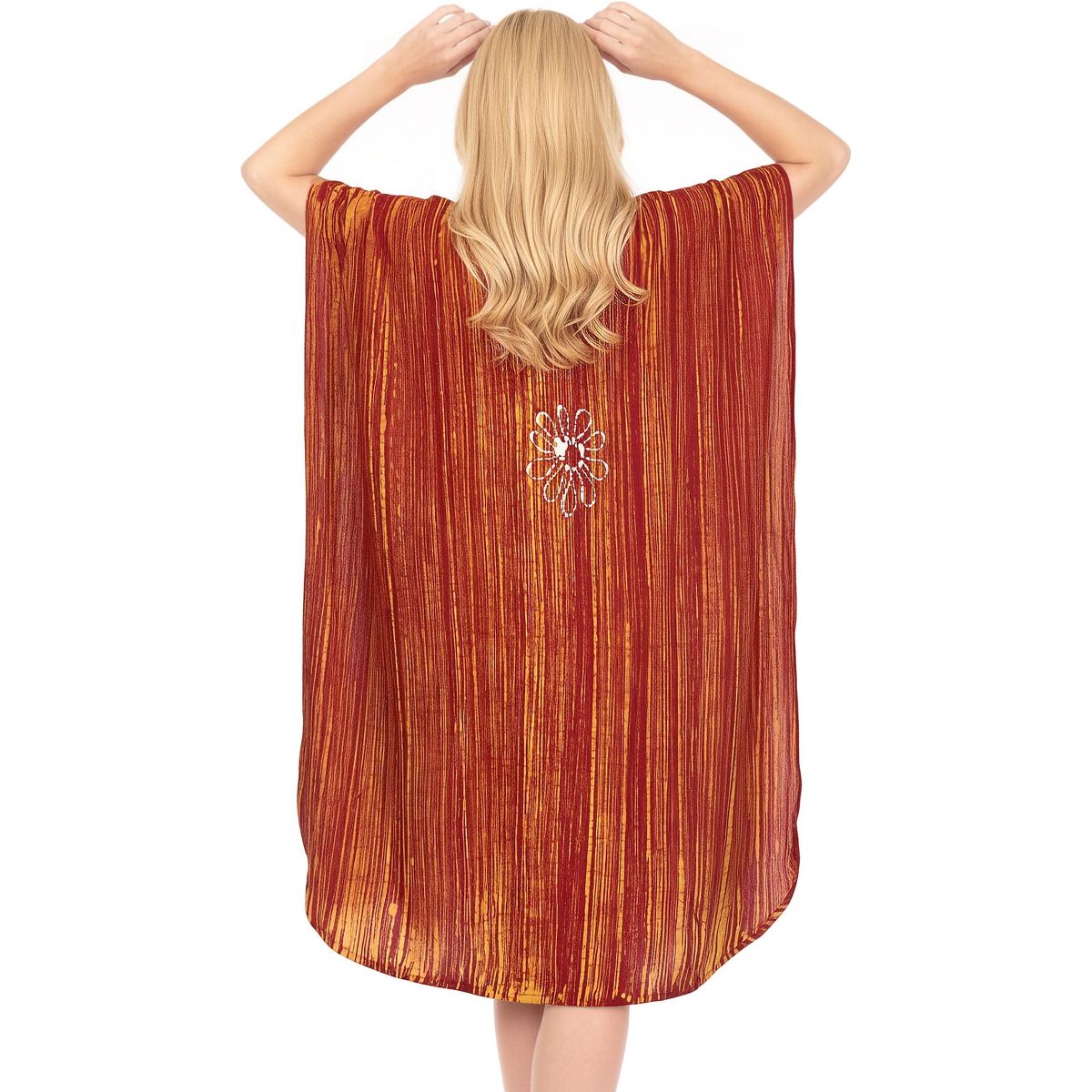 LA LEELA Summer Cotton Women Tunic Dress Resortwear Vacation Holiday Cruise Pregnancy Wear Relaxed Fit Travel Outfit 2X-3X Orange Paisley - thumbnail 2