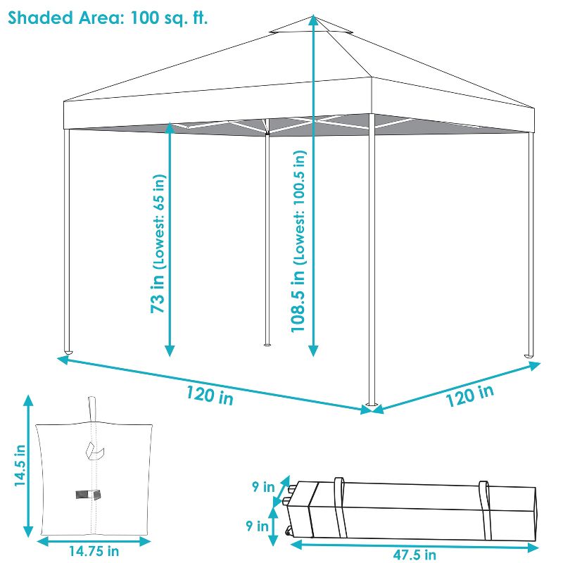 Sunnydaze Premium Pop-Up Canopy with Rolling Carry Bag and Sandbags, 4 of 13