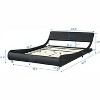 Acekool Queen Faux Leather Platform Bed Frame, Curve Design, RGB LED Lighting with Remote, Wood Slats, No Box Spring, Black - 3 of 4