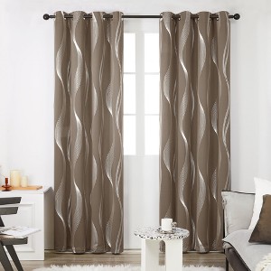 Deconovo Silver Wave Room Darkening Grommet Curtains (2 Panels) - 1 of 4