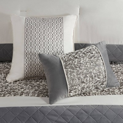 Gray King Microfiber Jacquard 7-Piece Bedspread Set
