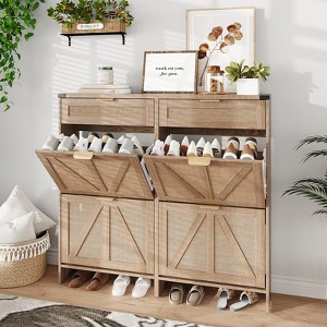 Shoe Storage Cabinet, Slim Freestanding Shoe Rack with Flip Drawers - 1 of 4