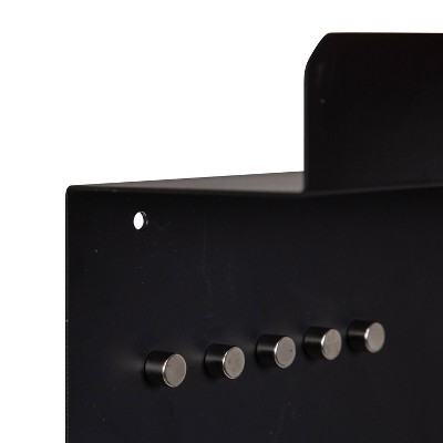 Black Metal Wall Organizer with Shelf and Hooks