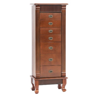 BestMassage Jewelry Cabinet Wooden Jewelry Armoire with 7 Drawers Jewelry Box, Brown