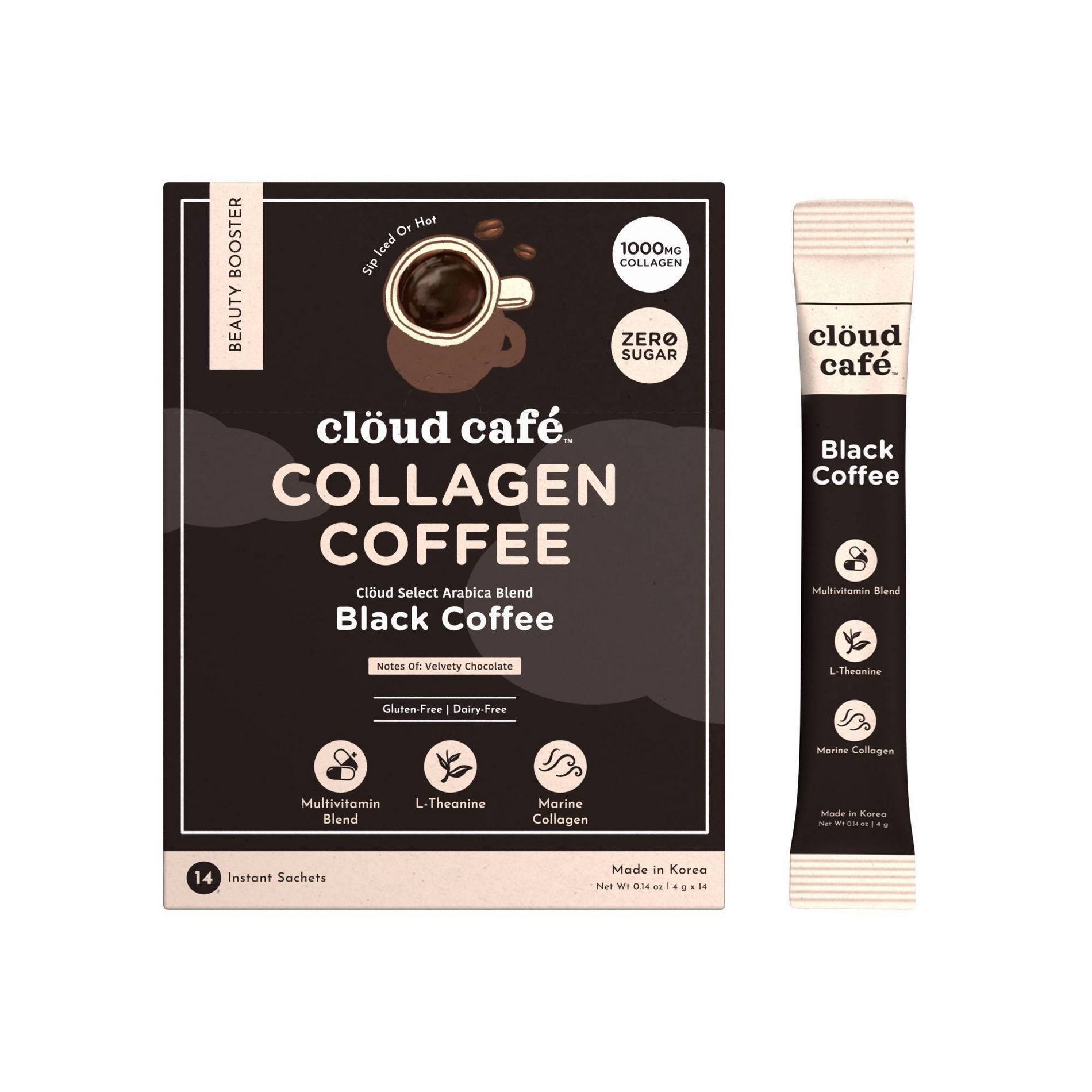 Cloud Cafe Collagen Black Instant Coffee - 8oz
