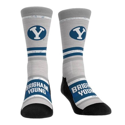 NCAA BYU Cougars Adult Cool Gray Block Crew Socks - L/XL