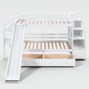 Twin Over Twin Bunk Bed with Slide, Storage Drawers, Desk with Shelves, and Staircase for Kids, White Wood Frame - 2 of 4