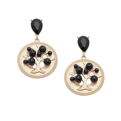 SOHI Women's Black Tree Drop Earrings