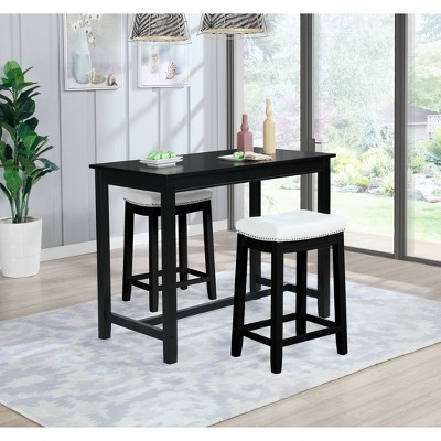 Transitional Walnut Brown Solid Wood 50'' Counter Height Pub Table