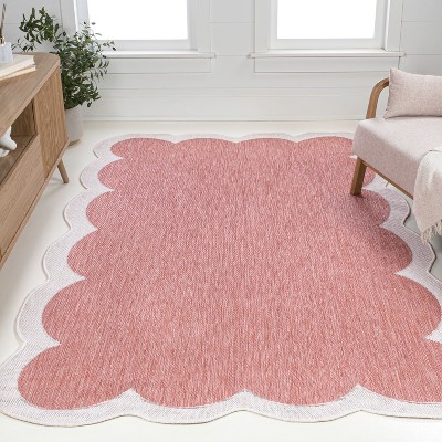 JONATHAN Y Alice Classic Cottage Two-Tone Scalloped Indoor/Outdoor Area Rug