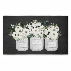 Stupell Industries White Roses in Country Jars Printed Outdoor Door Mat, design by Lettered and Lined, 18"x30" - 1 of 4
