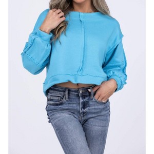 Women's Feeling Comfy Balloon Sleeve Cropped Sweatshirt - BUCKETLIST - 1 of 4