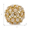 HomeRoots Set of Two Gold Ivory And Pearl Faux Crystal And Metal Decorative Orbs - 3 of 4