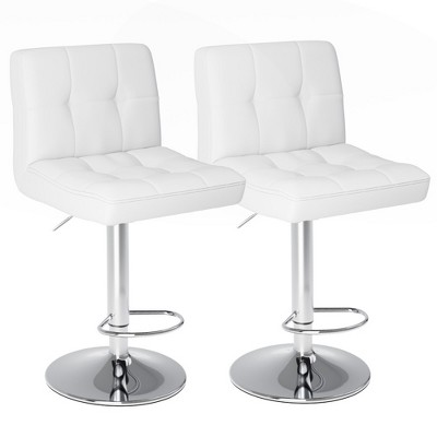 Grungis PU Leather Bar Stools Set of 4,Counter Stools with Metal Legs and Footrest,Armless Dining Chairs for Kitchen
