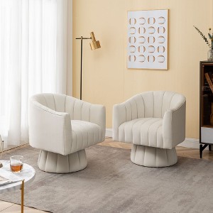 SEYNAR Modern Glam Velvet Upholstered Round 360 Degree Swivel Accent Barrel Chair Set of 2 - 1 of 4