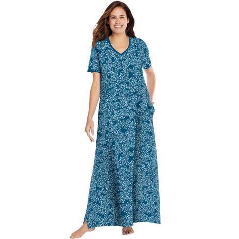 Dreams & Co. Women's Plus Size Short-sleeve Sleepshirt - M/l, Blue