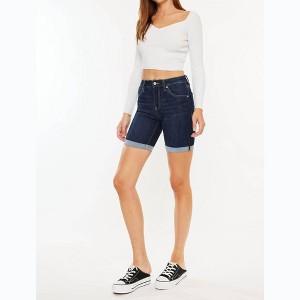 Women's Mid Rise Hem Detail Shorts - KanCan - 1 of 4